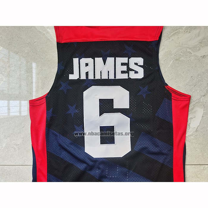 Camiseta USA 2012 Lebron James NO 6 Negro